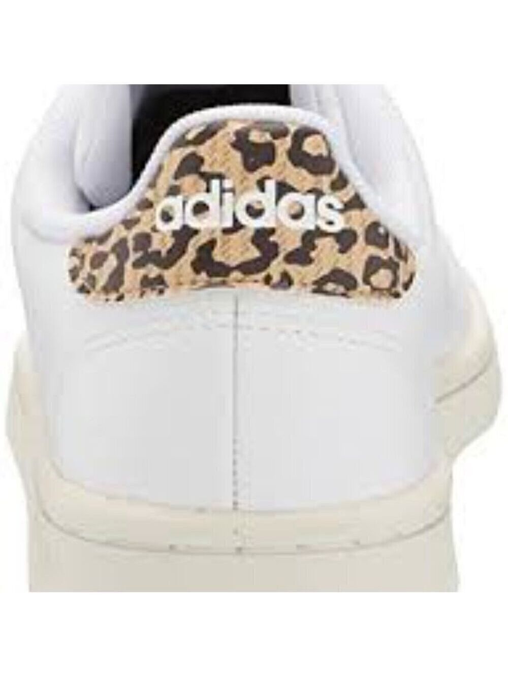 Adidas Advantage Sneakers 9.5 White Leopard Animal Accent Stan Smith Style Shoes